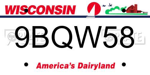 9BQW58 Wisconsin License Plate