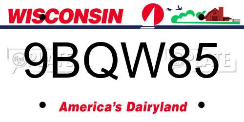 9BQW85 Wisconsin License Plate