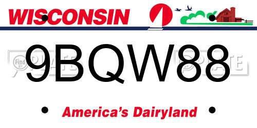 9BQW88 Wisconsin License Plate