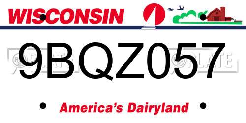 9BQZ057 Wisconsin License Plate