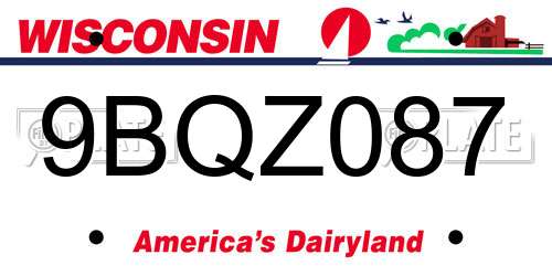 9BQZ087 Wisconsin License Plate