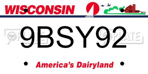 9BSY92 Wisconsin License Plate