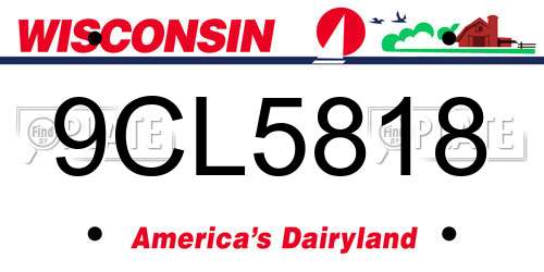 9CL5818 Wisconsin License Plate