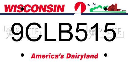 9CLB515 Wisconsin License Plate