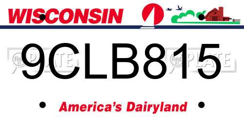 9CLB815 Wisconsin License Plate