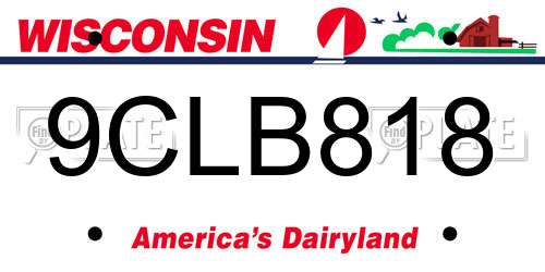 9CLB818 Wisconsin License Plate