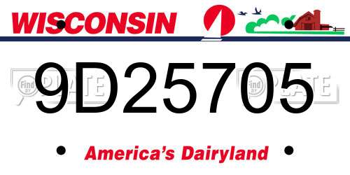 9D25705 Wisconsin License Plate
