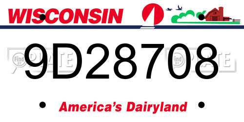 9D28708 Wisconsin License Plate