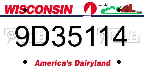 9D35114 Wisconsin License Plate