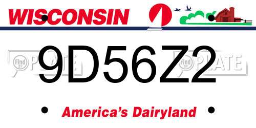 9D56Z2 Wisconsin License Plate