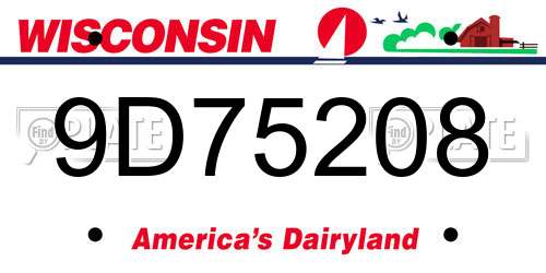 9D75208 Wisconsin License Plate
