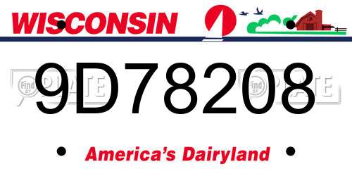 9D78208 Wisconsin License Plate