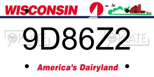 9D86Z2 Wisconsin License Plate