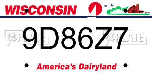9D86Z7 Wisconsin License Plate