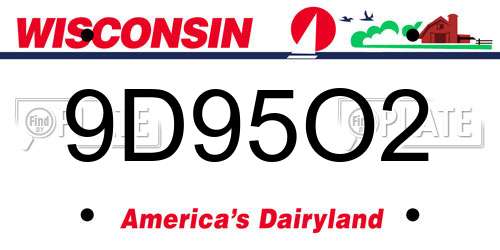 9D95O2 Wisconsin License Plate