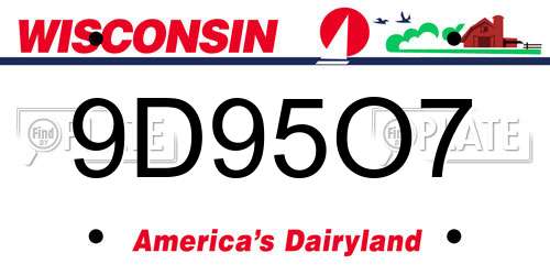 9D95O7 Wisconsin License Plate
