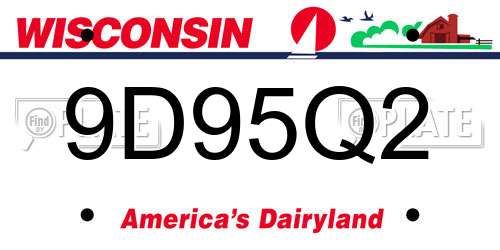 9D95Q2 Wisconsin License Plate