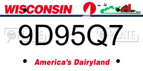 9D95Q7 Wisconsin License Plate