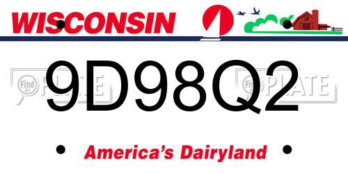 9D98Q2 Wisconsin License Plate