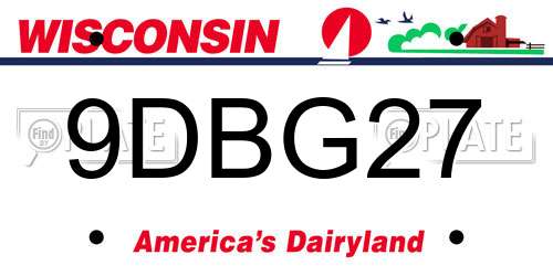 9DBG27 Wisconsin License Plate