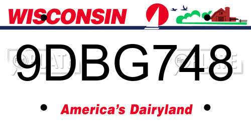 9DBG748 Wisconsin License Plate