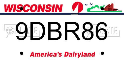 9DBR86 Wisconsin License Plate