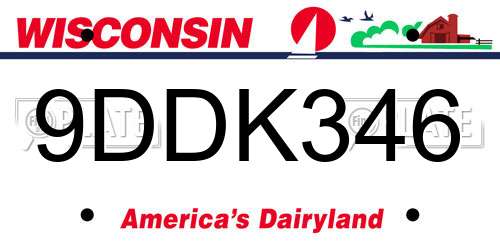 9DDK346 Wisconsin License Plate