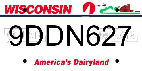 9DDN627 Wisconsin License Plate