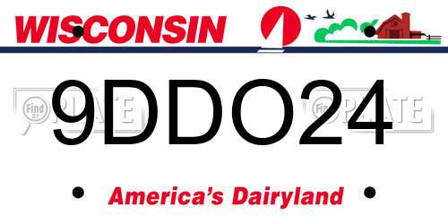 9DDO24 Wisconsin License Plate
