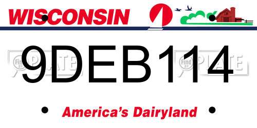 9DEB114 Wisconsin License Plate