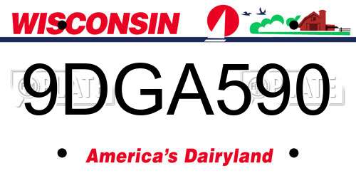 9DGA590 Wisconsin License Plate