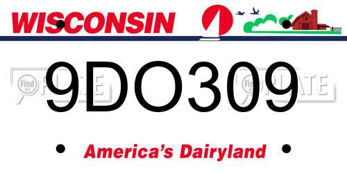 9DO309 Wisconsin License Plate