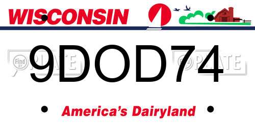 9DOD74 Wisconsin License Plate