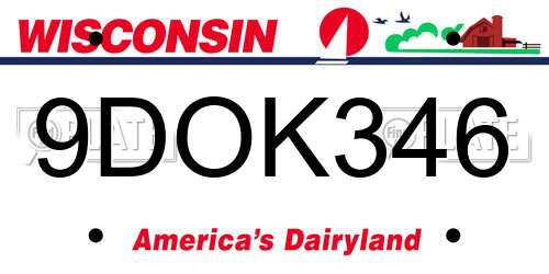 9DOK346 Wisconsin License Plate