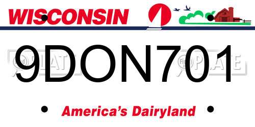 9DON701 Wisconsin License Plate