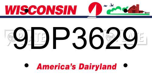 9DP3629 Wisconsin License Plate