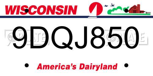 9DQJ850 Wisconsin License Plate