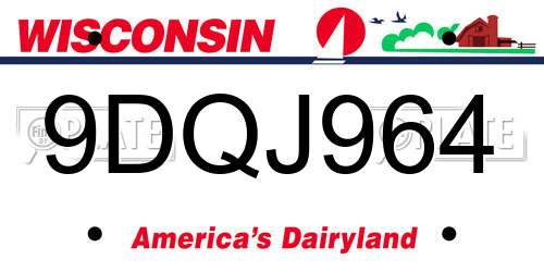 9DQJ964 Wisconsin License Plate