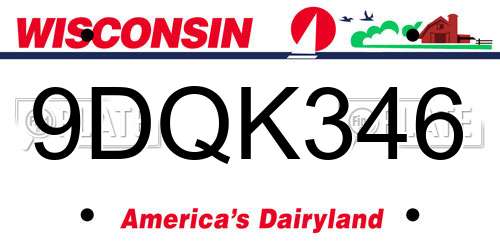 9DQK346 Wisconsin License Plate