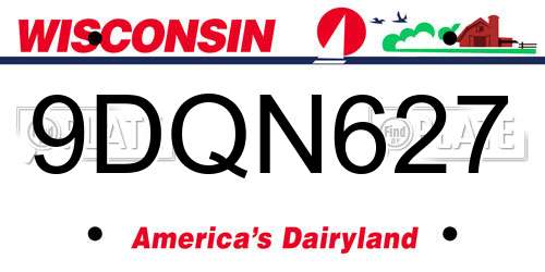 9DQN627 Wisconsin License Plate