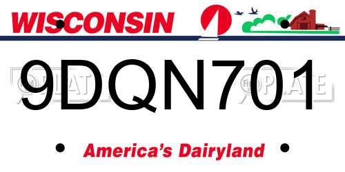 9DQN701 Wisconsin License Plate