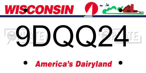 9DQQ24 Wisconsin License Plate