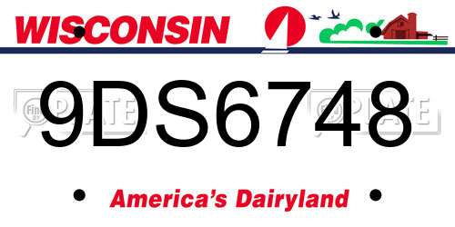 9DS6748 Wisconsin License Plate