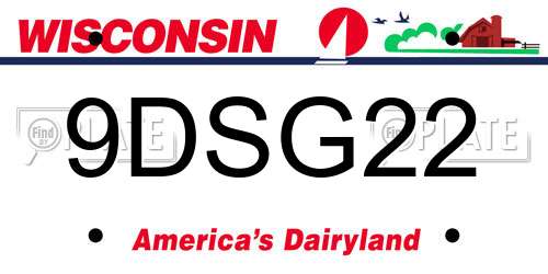 9DSG22 Wisconsin License Plate