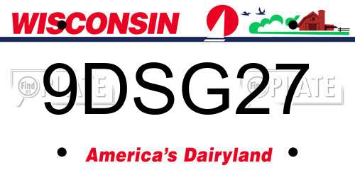 9DSG27 Wisconsin License Plate