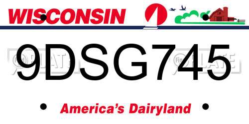9DSG745 Wisconsin License Plate
