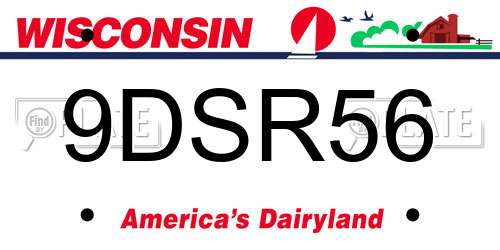 9DSR56 Wisconsin License Plate