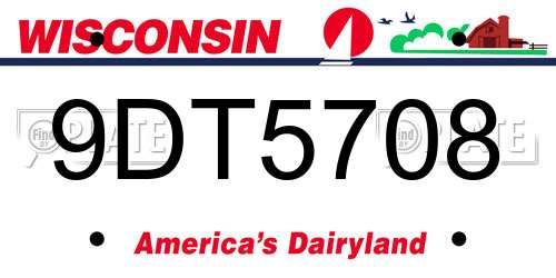 9DT5708 Wisconsin License Plate