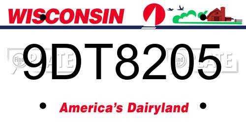 9DT8205 Wisconsin License Plate