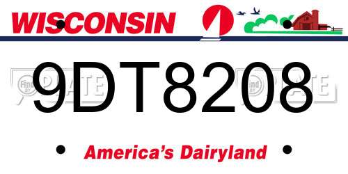 9DT8208 Wisconsin License Plate